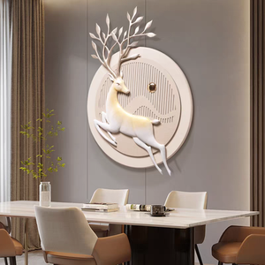 Décoration Murale Ronde Moderne Cerf en Résine 3D Faite à la Main avec Lumière LED pour Salon et Entrée - Vente en Gros - Product Image 4