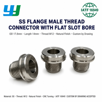 Raccord à bride en acier inoxydable avec filetage externe, trou intérieur à rainure plate, connexion filetée tournée avec précision