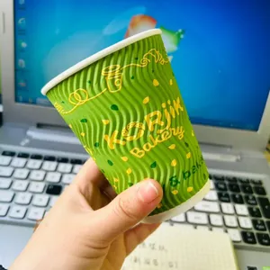 Özelleştirilmiş biyobozunur kullan at kahve kağıt bardak tek çift dalgalanma duvar kağıdı kahve kapaklı kupa ve kol