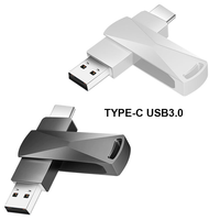 Flash Drive USB Metal OTG 2-in-1 Stylish dengan Logo Custom, Tipe-C Pendrive untuk Hadiah Promosi Bisnis