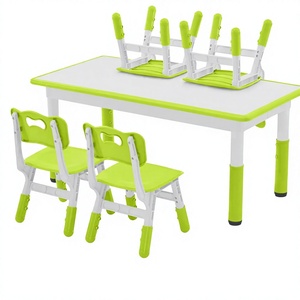 Mesa de Arte y Manualidades para Niños con Altura Ajustable, Silla Cuadrada para Niños Pequeños, para Exteriores, Escuela, Dormitorio, Superficie de Madera, Diseño Moderno, Plástico Creativo para Jugar - Product Image 3