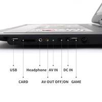 KCR 14,0 pouces portable pour lecteur avec tuner TV, batterie rechargeable, USB, FM, résolution 720P, noir