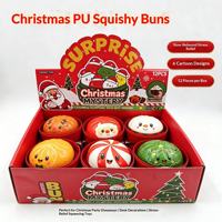 Nouveau jouet Squishy de Noël en forme de boulette, simulation PU, rebond lent, jouet anti-stress souple, emballé individuellement, vente en gros