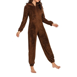 Pijama Enterizo con Capucha de Felpa Suave y Cálida para Mujer 2026, Diseño Personalizado, Transpirable, de Algodón y Forro Polar, para Estar en Casa - Product Image 2