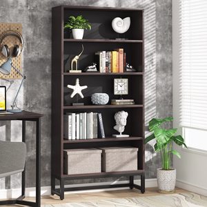 Librero Alto SENYU Negro, Librero Grande de 70.8 Pulgadas con Luces LED, Librero Independiente Resistente para Biblioteca - Product Image 4