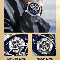 Montre-bracelet mécanique de luxe décontractée unique Astronomia, logo personnalisé, 46 mm, mouvement automatique Miyota, montres Wandering pour hommes