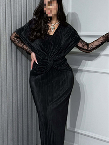 Vestido de Noche de Encaje con Cierre de Hebilla Negro, Sexy y a la Moda, Estilo Europeo para Mujer, Nuevo 2026 - Product Image 2
