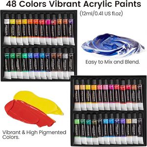 Nghệ sĩ vẽ Nguồn cung cấp Kit với Tabletop phác thảo hộp Giá vẽ, 48 màu sắc sơn acrylic, 11 "x 14" kéo dài vải & nhiều hơn nữa - Product Image 5