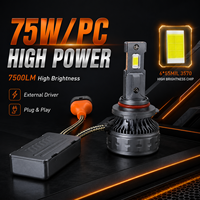 Phare LED haute puissance SFIDA V31, ampoule de phare LED pour voiture, ventilateur en aluminium, double tubes en cuivre, 75W, 7500LM, durée de vie de 30000H