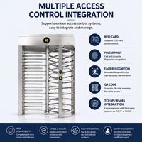 Portillon tournant automatique à hauteur complète à voie unique en acier inoxydable pour contrôle d'accès de sécurité pour usine et stade