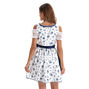Vestido Dirndl Bávaro Yi Xiaoyi Azul Floral para Mujer Adulta, Disfraz para Festival de Cerveza, Falda y Conjunto - Product Image 3