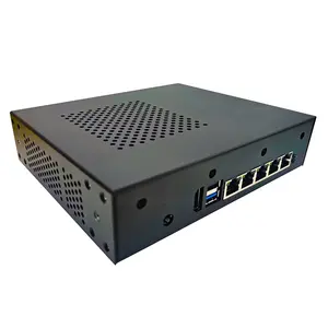 Tường lửa không Quạt PC mini máy tính Intel Atom 4 LAN 12V công nghiệp Mini PC 4 Ethernet Mini PC