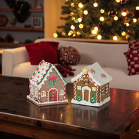 Maison en pain d'épices artisanale personnalisée avec lumière LED Décorations de Noël Luxe en argile polymère Style ange Fabriqué en résine