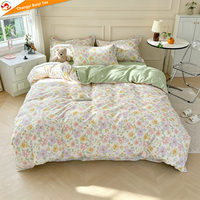Ensemble de literie en coton 100% de style européen et américain, ensemble de draps imprimés à fleurs, ensemble de housse de couette taille king, linge de lit de luxe