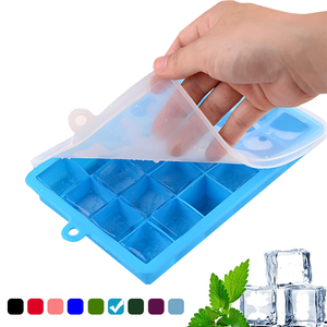 Stampo per Cubetti di Ghiaccio in Silicone Ecologico Senza BPA, 15/24 Cavità, con Coperchio in Plastica Stampato, per Gelato Fai-da-Te, Vendita all'Ingrosso - Product Image 1