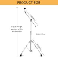 AOOLOO Adjustable Aluminum Alloy Straight Boom Cymbal Hi-Hat Snare Drum Throne Set Percussion Model 25 High Instrument Stand