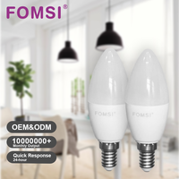 Ampoule LED à intensité variable FOMSI 6W, type bougie C37, culot E14/E27, AC 220V, sans scintillement, pour l'éclairage intérieur de la maison