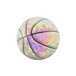 ホログラフィック反射バスケットボールマイクロファイバーPUバスケットボール反射ボールグローバスケットボールサイズ7