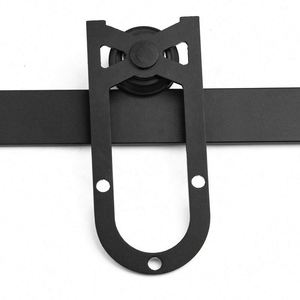 WEKIS Kit de Herrajes para Puerta Corredera de Granero de Acero al Carbono Duradero de 6.6 pies, Colgador en Forma de Herradura, Acabado Negro Satinado, para Sala de Estar y Baño - Product Image 5