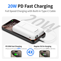 Batterie externe personnalisée 10000 mAh avec affichage numérique et support magnétique, charge rapide, câble intégré