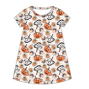 Halloween Bows Print Bamboo Girls <strong>Dress</strong> Soft <strong>Kids</strong> Gown Pajamas - Product Image 5