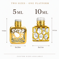 Flacon de parfum vide en verre à bille roulante, décoratif, rechargeable, plaqué or, 5ml 10ml, pour voyage, personnalisé OEM ODM, vente en gros