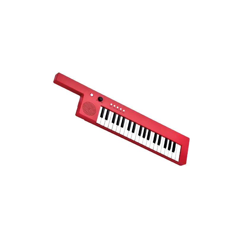 ポータブルピアノキーボード37キー、充電式電子カラオケKeytarおもちゃ、3歳の子供向けギター誕生日プレゼント、赤
