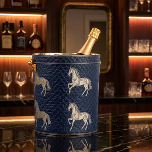 Luxury Horse Pattern Champagne <b>Ice</b> <b>Bucket</b> Wine Cooler Faux Leather Decorative Bar <b>Table</b> Bottle Holder Gift - Product Image 2