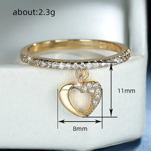 Anillo con Colgante de Corazón Calado para Mujer, Joyería Minimalista para el Dedo Índice - Product Image 2