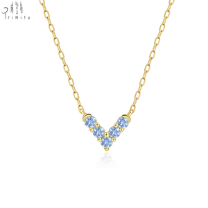 New Simple Elegant Fine Jewelry Geometric Design Pendant 18K Solid Gold Real Natural Sapphire <b>Necklace</b> Minimalist Everyday Wear - Product Image 3