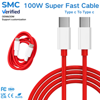 Câble USB-C 100W à charge rapide, câble de données USB-C vers USB-C, fournisseur de câbles USB durables pour OPPO et smartphones OEM, certifié ISO