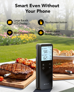 Thermomètre à viande sans fil WiFi 2026 le plus récent avec 2 sondes, thermomètre de cuisson numérique à double <span class=keywords><strong>sonde</strong></span> pour grillades, barbecue, fumoir, four - Product Image 2