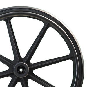 24-Inch Integrated <b>Plastic</b> Rear <b>Wheel</b> Set Black PU Triangular Tires For Manual Wheelchair Durable - Product Image 1