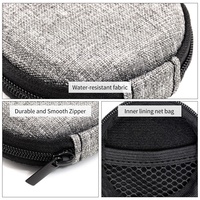 Vente chaude, étui pour écouteurs portable à coque rigide personnalisé avec logo OEM, étanche, fermeture éclair, accessoires électroniques ronds, étui de rangement pour Airpods