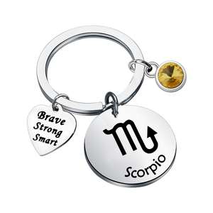 Porte-clés en cristal pierre de naissance 12 porte-clés en métal zodiaque horoscope astrologie Constellation disque ami famille cadeau porte-clés zodiaque - Product Image 4