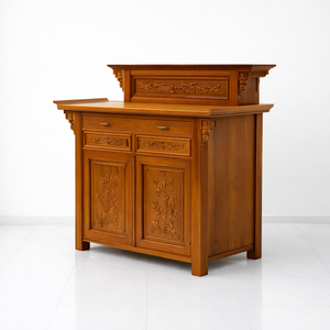 Gabinete de Adoración de Madera Singdora de Dos Niveles con Acabado Amarillo para Adoración Ancestral y Budista, Buen Estándar - Product Image 3