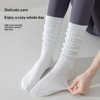 Chaussettes de yoga Fengmei d'été montantes jusqu'à la cuisse en coton peigné, longues, antidérapantes, pour Pilates, mi-mollet, sans coutures, pour femmes