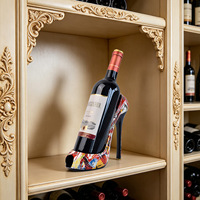 Figurine créative imprimée en résine en forme de talon haut, porte-bouteilles de vin, statue de luxe moderne pour la décoration de cave à vin à domicile
