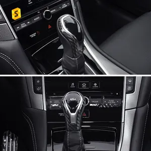 Shasha Carbon Fiber Car Parts Gear Shift Knob Cover Auto Interior Accessories Decoration For Infiniti Q50 Q60