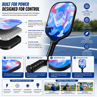 Raket Pickleball Ergonomis Anti-Selip dengan Gagang Fiberglass, Permukaan Bertekstur, Inti Sarang Lebah 16mm, Desain Kustom, Portabel