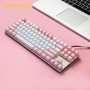 คีย์บอร์ดเกมมิ่งแบบมีสาย 80% สวิตช์สีน้ำเงิน DIY ปรับแต่งสีได้ 20 โหมดไฟ RGB คีย์บอร์ดกลไก 87 ปุ่ม ใหม่ แบบ USB Plug and Play คีย์บอร์ด 80% - Product Image 6