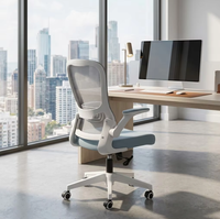 Chaise de bureau ergonomique de direction avec dossier en maille, appui-tête et accoudoirs réglables, design moderne en tissu pour bureau à domicile et chambre