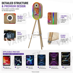Cabina Fotografica Ovale Commerciale Effetto Legno <span class=keywords><strong>per</strong></span> iPad con Anello Luminoso e Telecomando <span class=keywords><strong>per</strong></span> Matrimoni, Feste ed Eventi - Noleggio e Uso Commerciale - Product Image 2