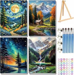 Kit de pintura de paisaje de cielo estrellado por números con Marco, pintura al óleo de bricolaje sobre <span class=keywords><strong>lienzo</strong></span> <span class=keywords><strong>para</strong></span> decoración de arte de la pared - Product Image 1