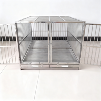 Cage d'intérieur de luxe robuste en acier inoxydable 304, pliable, avec roues et motif animalier, respirante