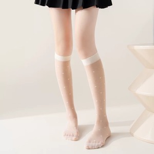 Çekirdekli İplikten Şeffaf Naylon Diz Üstü Çoraplar Kadınlar İçin Sevimli Lolita Geometrik Desenli Nefes Alabilen İnce Kış Çorapları - Product Image 5