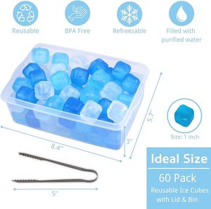 Cubos de Hielo Reutilizables de 2.5cm, Libres de BPA, para Pescado, Congelación Rápida, Coloridos, Cuadrados, de Plástico - Product Image 3
