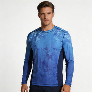 T-shirt da uomo a maniche lunghe personalizzate in <span class=keywords><strong>microfibra</strong></span> 100% poliestere di alta qualità, taglie forti, protezione UPF 50+, per sport e pesca - Product Image 1
