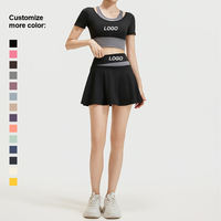Ensemble deux pièces pour femme, uni, infroissable, 100 % polyester, avec cordon de serrage, respirant, séchage rapide, pour le sport, la gym, le fitness et le yoga