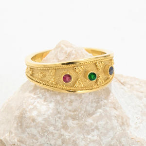 Anello T0314 con Gemma Dorata, Motivo a Stella, Incastonatura a Castone, Zircone, Unisex, per Uso Quotidiano, Anelli Raffinati - Product Image 6